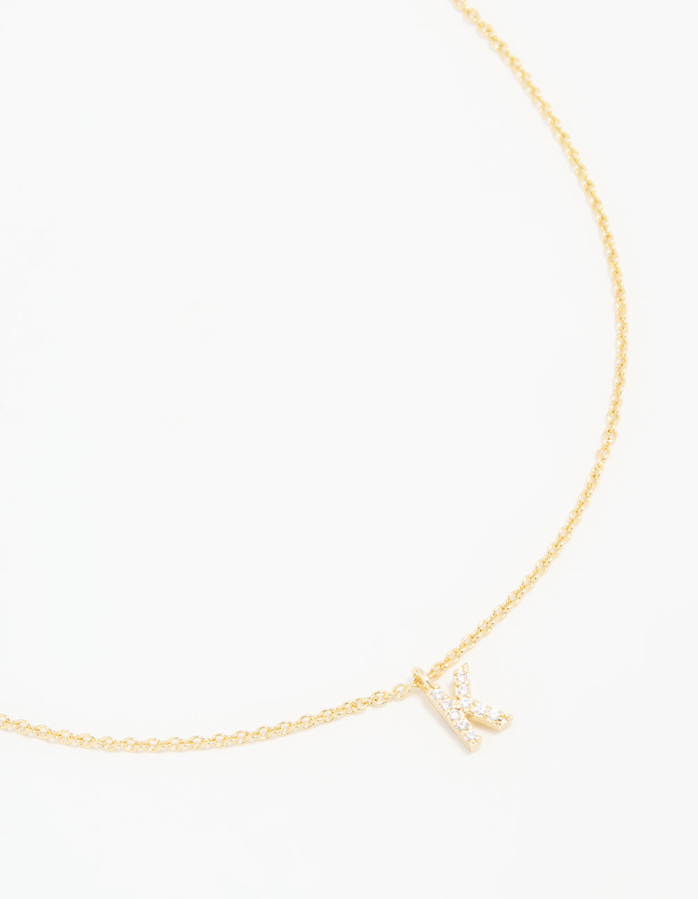Gold Plated Cubic Zirconia Letter K Necklace