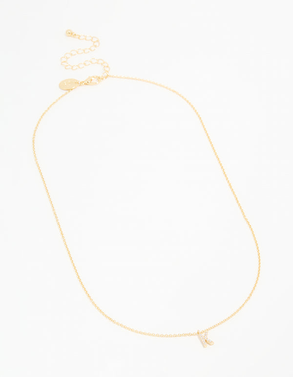 Gold Plated Cubic Zirconia Letter K Necklace