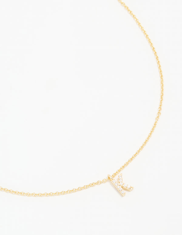 Gold Plated Cubic Zirconia Letter K Necklace