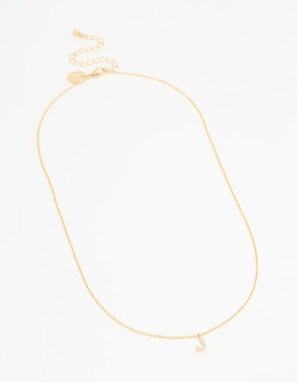 Gold Plated Cubic Zirconia Letter J Necklace