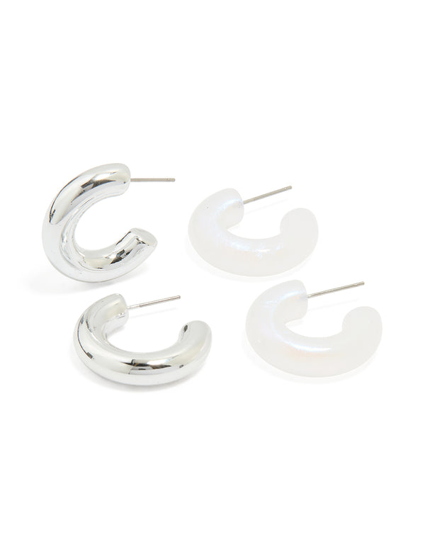 Silver & Acrylic Bubble Hoop Earrings 2-Pack