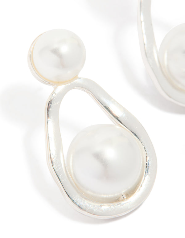 Silver Pearl Pear Drop Earrings