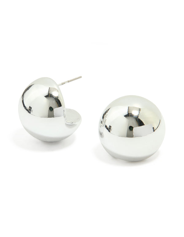 Silver Bubble Ball Hoop Earrings