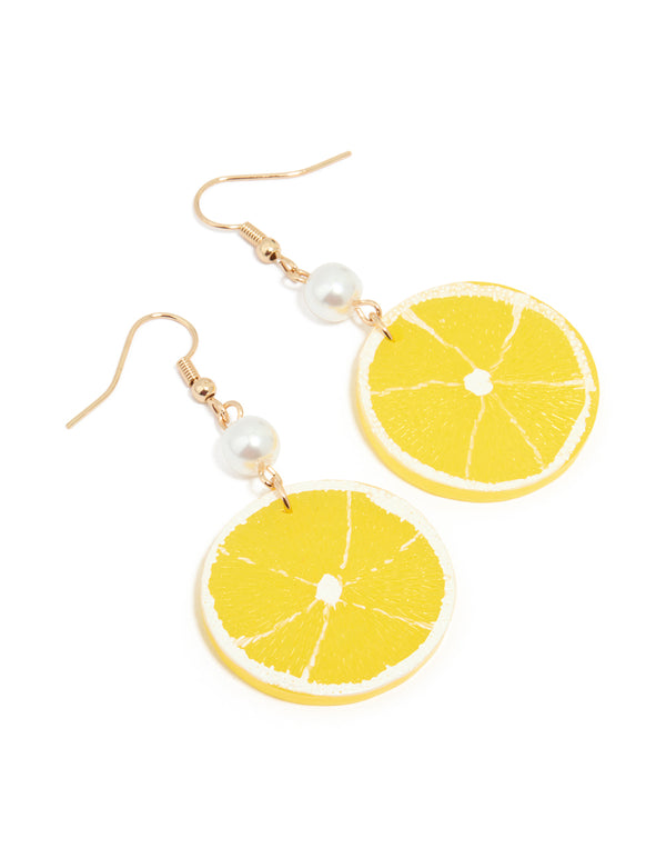 Gold Pearl Lemon Drop Earrings