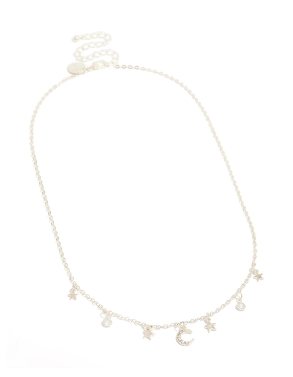 Silver Diamante Celestial Charm Necklace