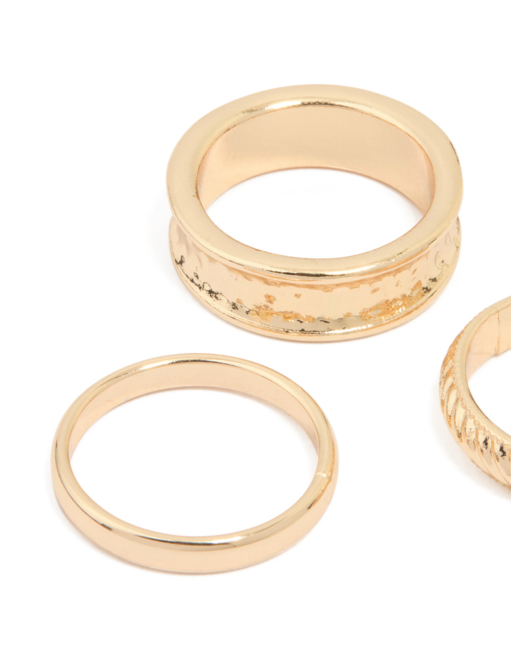 Gold Twisted & Thick Band Rings 3-Pack