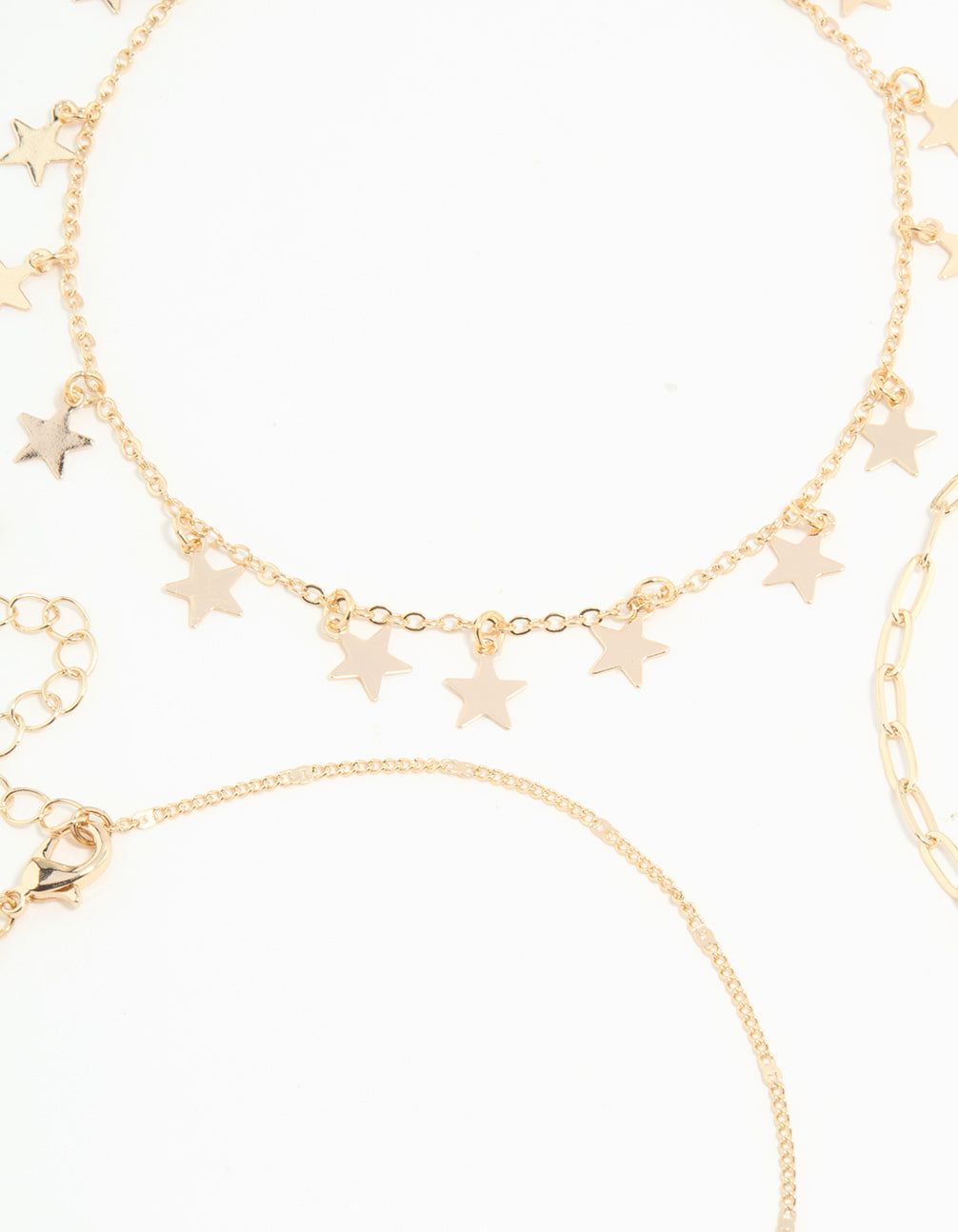 Gold Star & Chain Anklets 3-Pack
