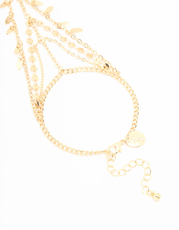 Gold Disc Layered Hand Chain