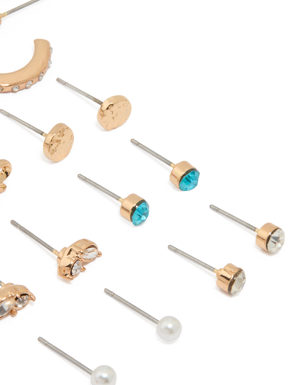 Gold Heart & Bow Stud & Hoop Earrings 12-Pack