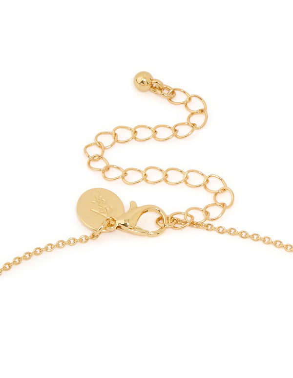 Gold Plated Rose Quartz Semi Precious Stone Lariat Y-Necklace