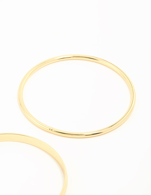 Gold Plated Smooth Bangles 2-Pack