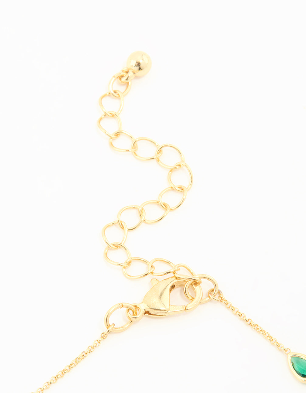 Gold Plated Green Cubic Zirconia Teardrop Bracelet