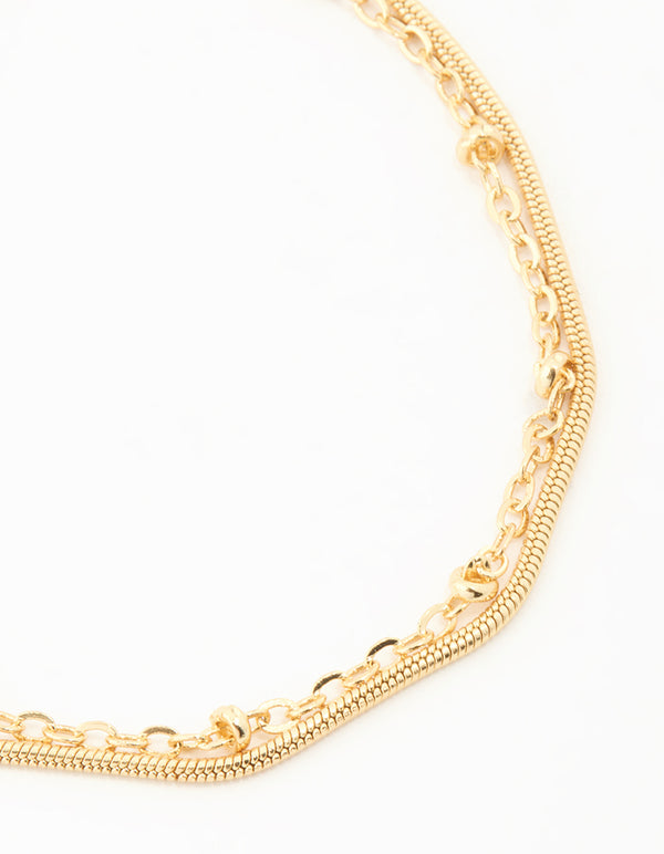 Gold Plated Ball Layered Bracelet