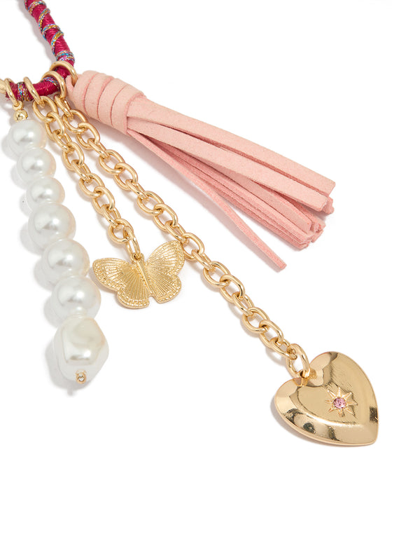 Pearl & Pink Tassel Key Chain