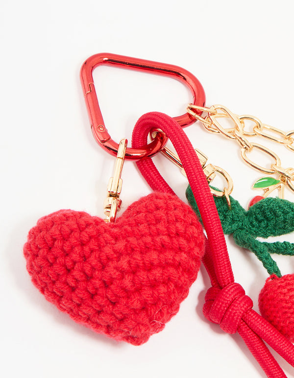 Red Crochet Fruit Fabric Key Chain