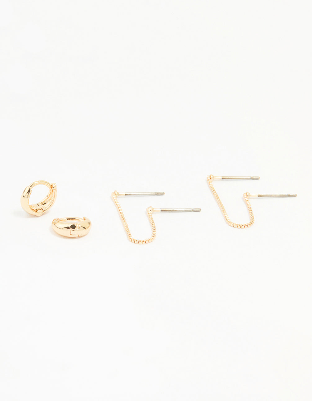 Gold Hoop & Loop Chain Earrings 2-Pack