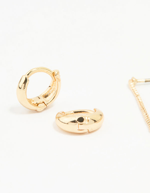 Gold Hoop & Loop Chain Earrings 2-Pack