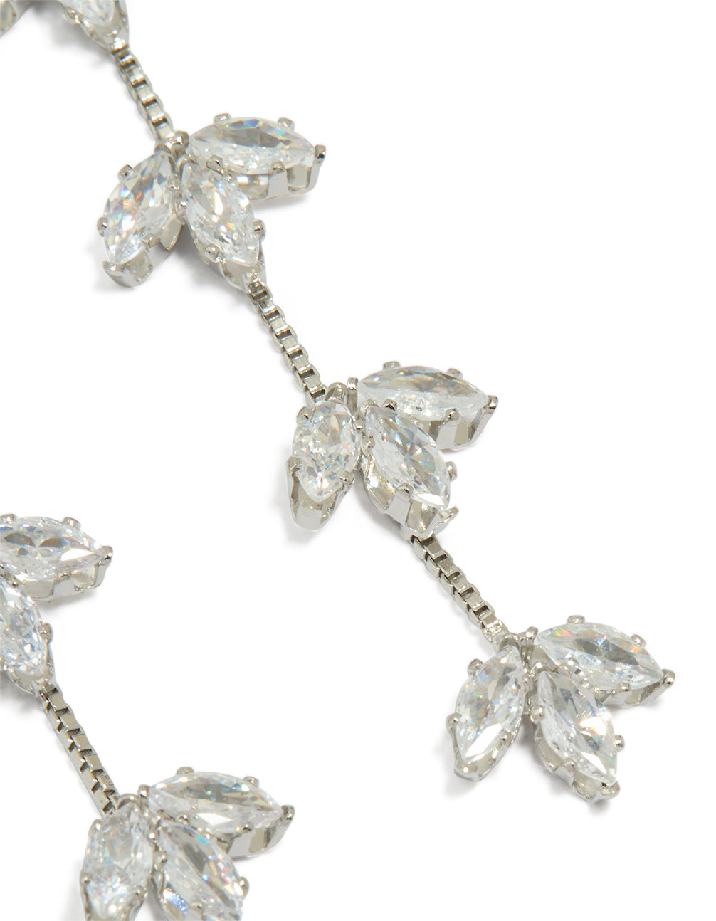 Silver Cubic Zirconia Flower Drop Earrings