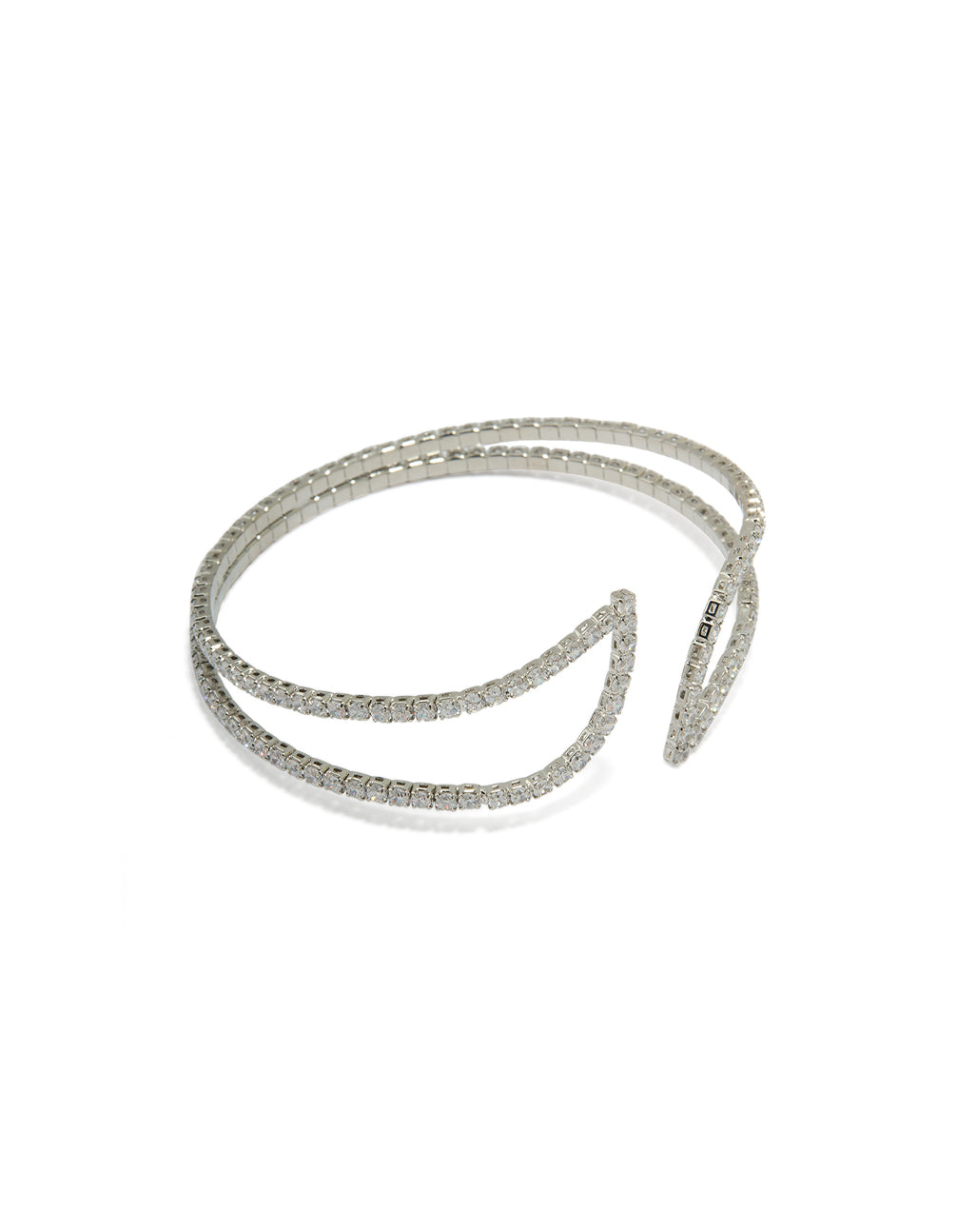 Silver Cubic Zirconia Swivel Wrist Cuff