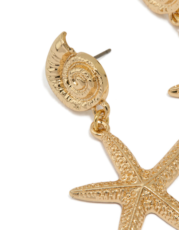 Gold Starfish Earrings