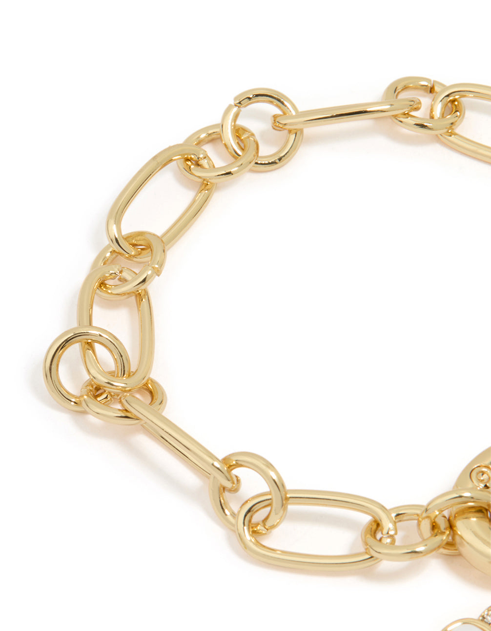 Gold Plated Cherry & Heart Locket Charm Bracelet