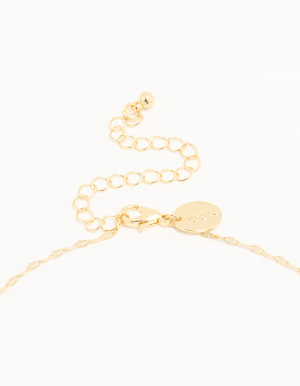 Gold Plated Brass Detailed Chain Necklace