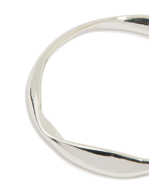 Silver Plated Brass Statement Wavy Bangle