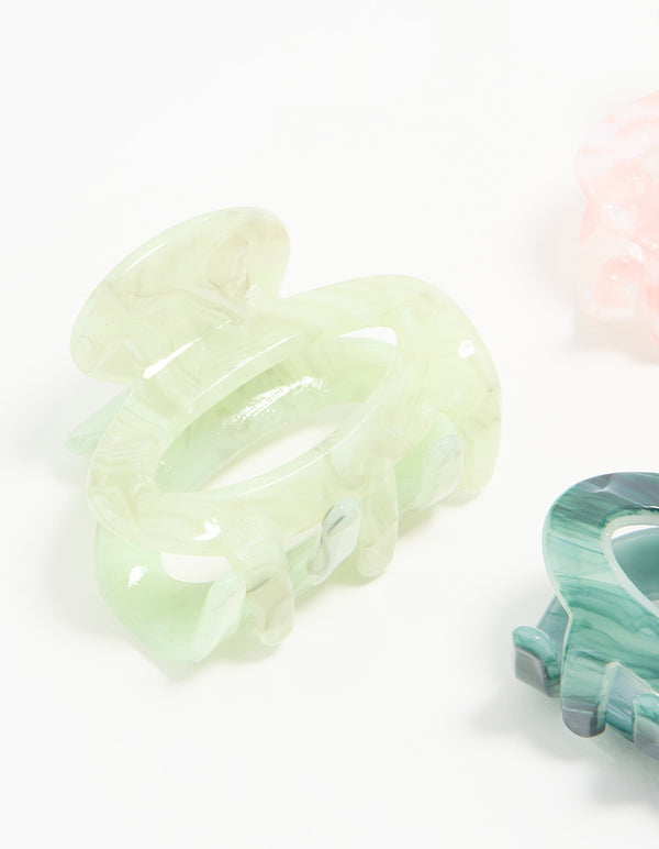 Green & Pink Acrylic Oval Claw Clips 3-Pack