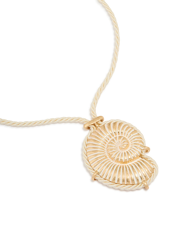 Gold Cord Shell Pendant Necklace