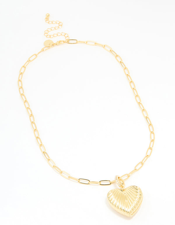 Gold Plated Diamante Heart Locket Necklace