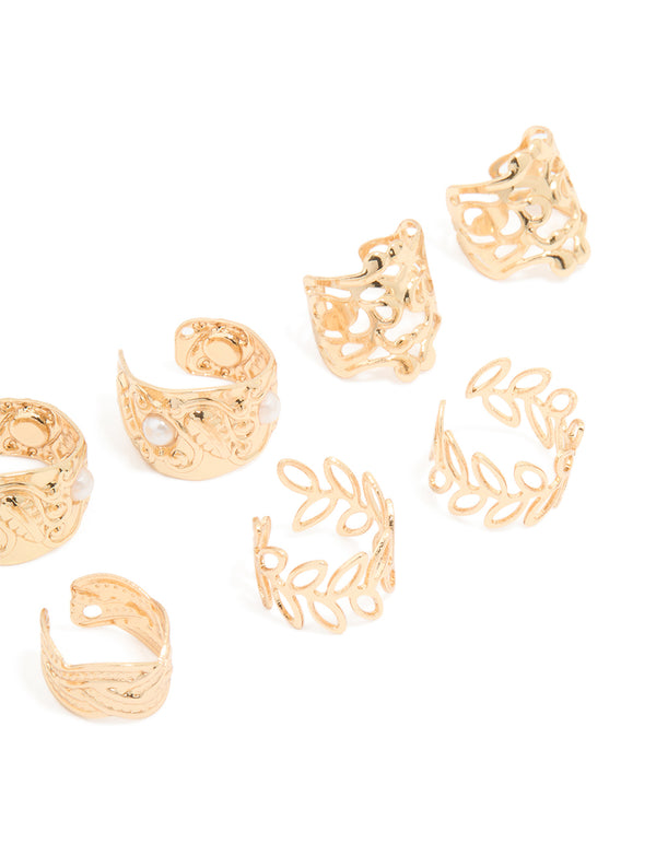 Gold Plated Mixed Ear Cuffs 8-Pack
