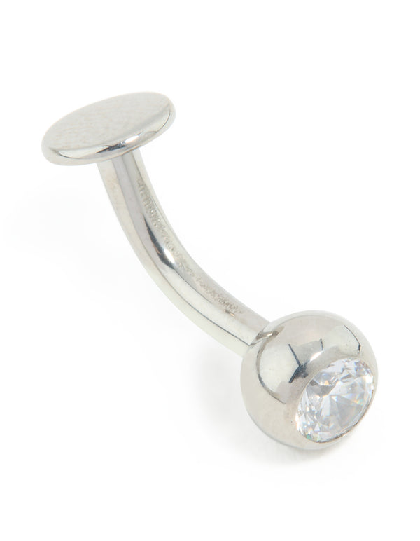 Surgical Steel Cubic Zirconia Single Belly Bar