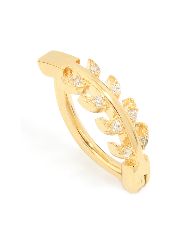 Gold Plated Surgical Steel Leaf Curve Belly Ring