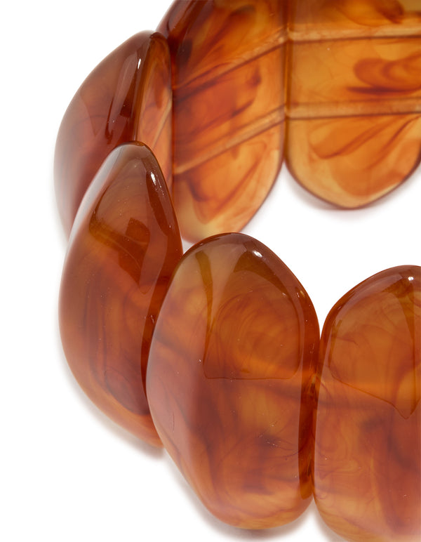 Brown Acrylic Resin Swirl Stretch Bracelet