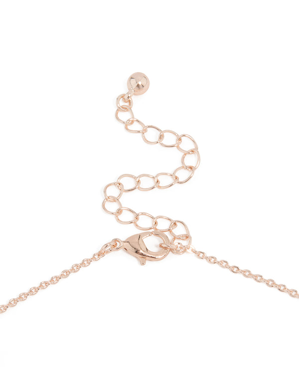 Rose Gold Plated Cubic Zirconia Bow Pendant Necklace