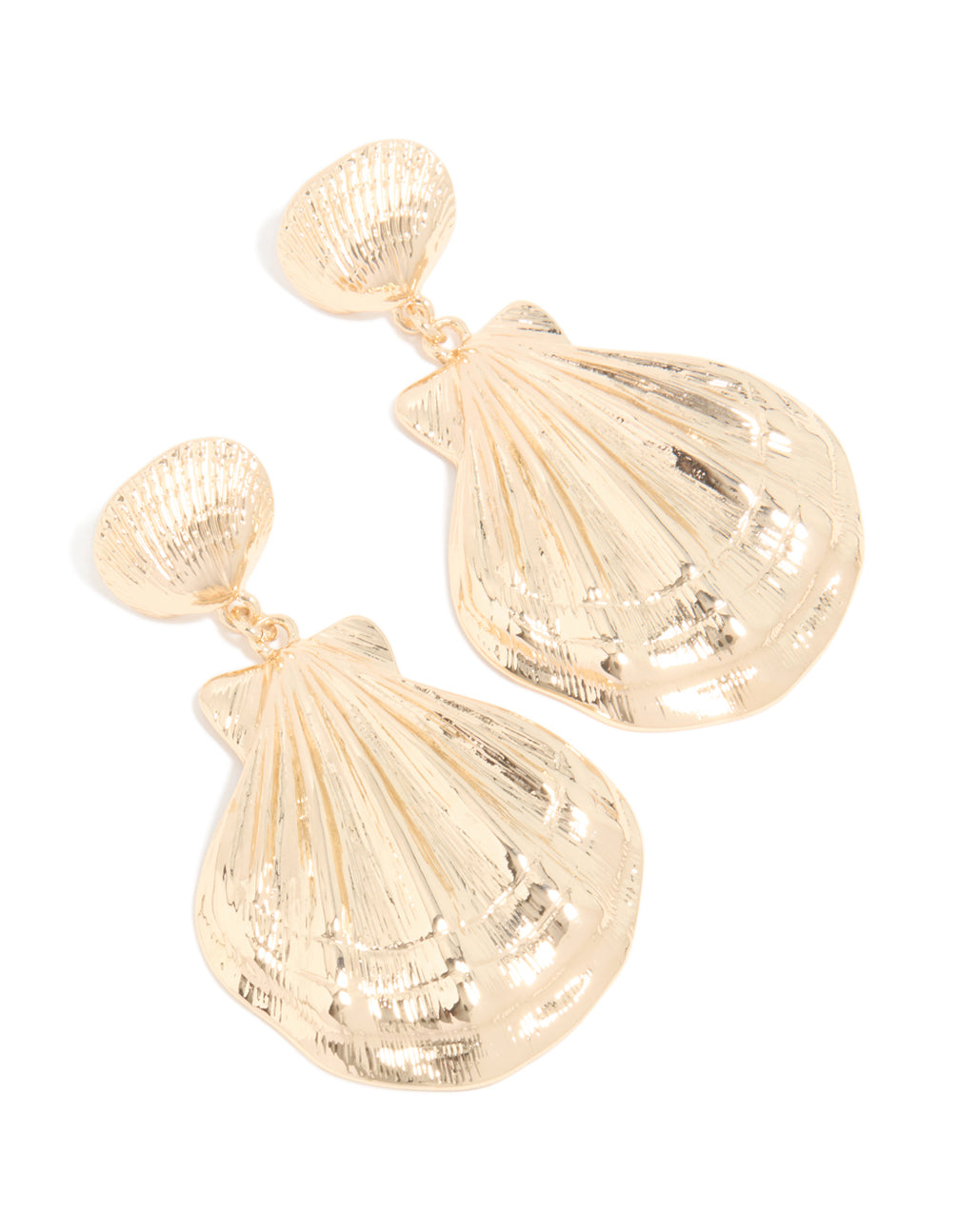 Gold Mega Shell Drop Earrings