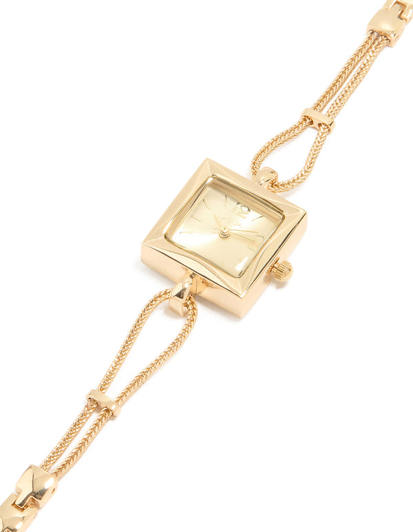 Gold Square Toggle Chain Watch