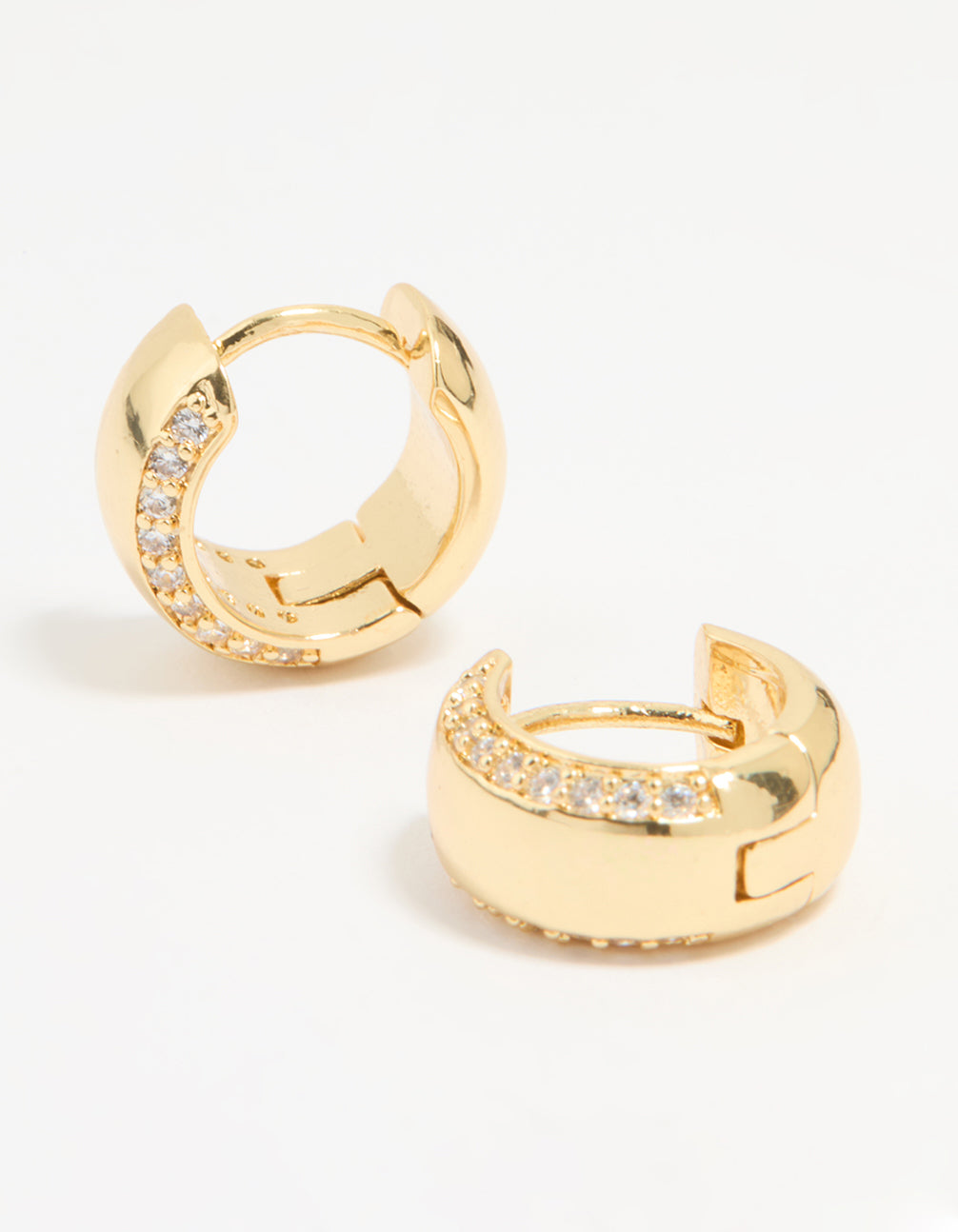 Gold Plated Cubic Zirconia Outline Bold Huggie Earrings