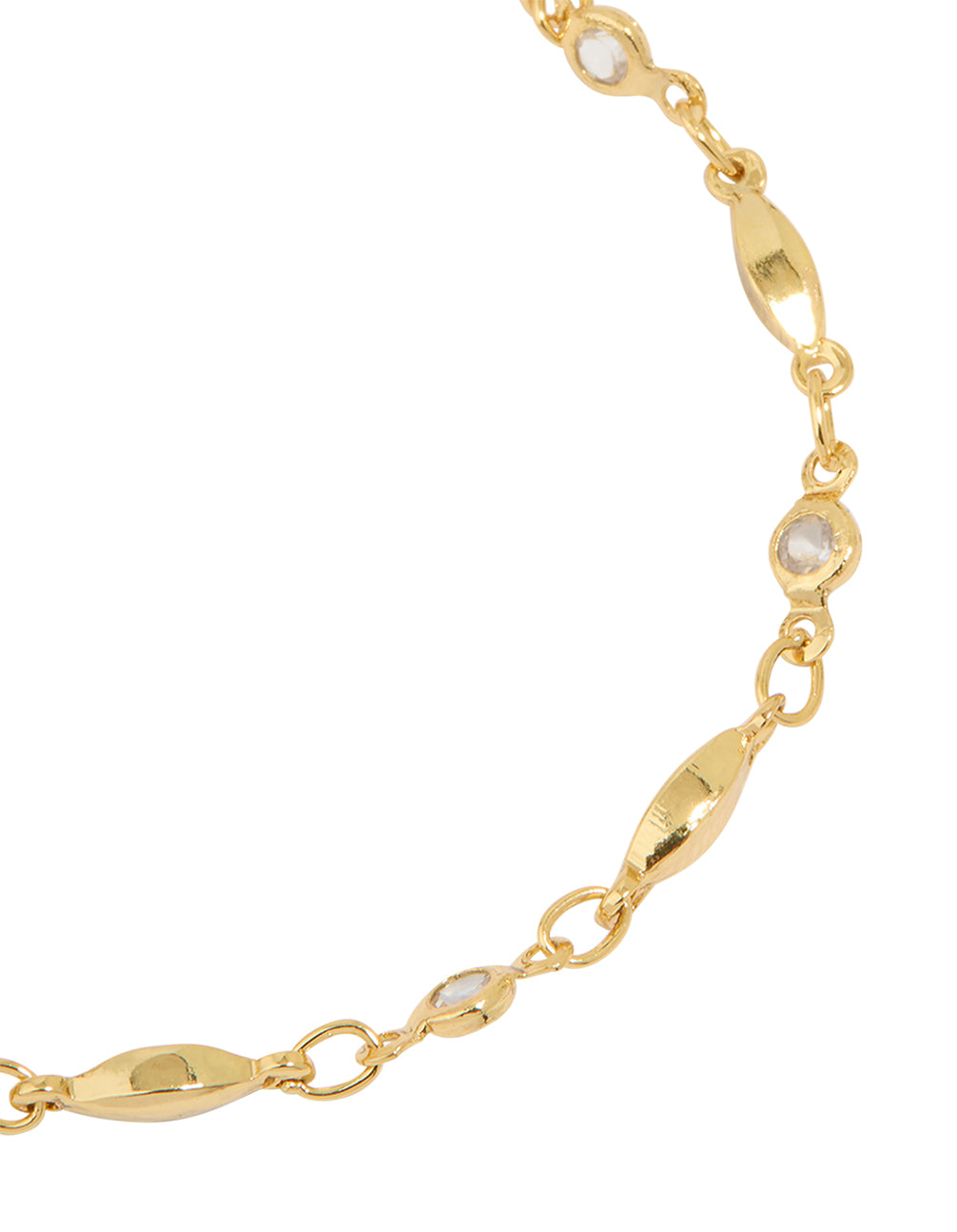 Gold Plated Cubic Zirconia Link Chain Bracelet