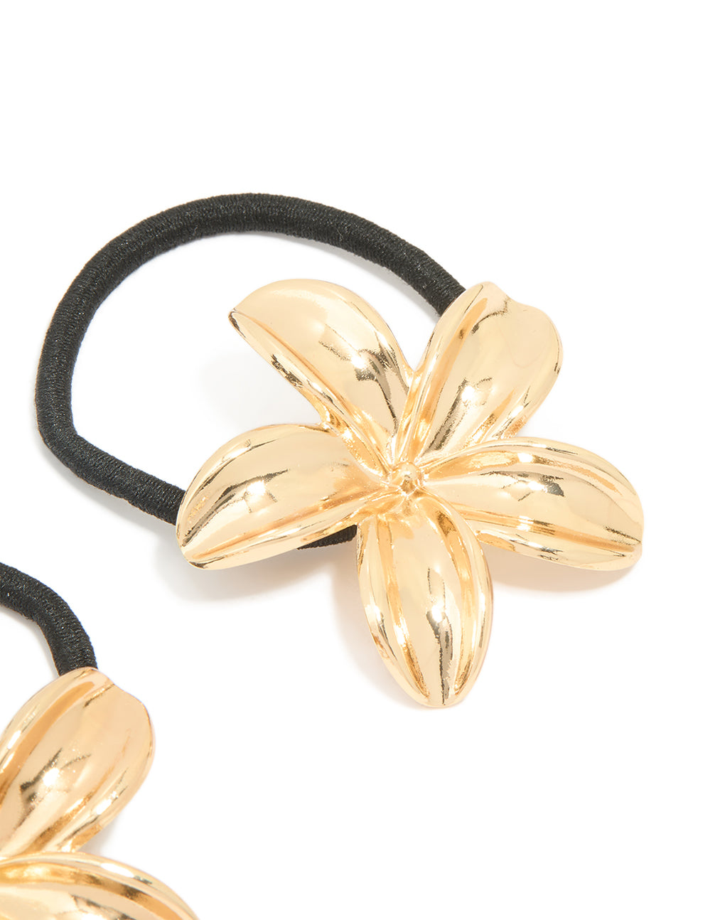 Gold Frangipani Flower Hair Ties 2-Pack