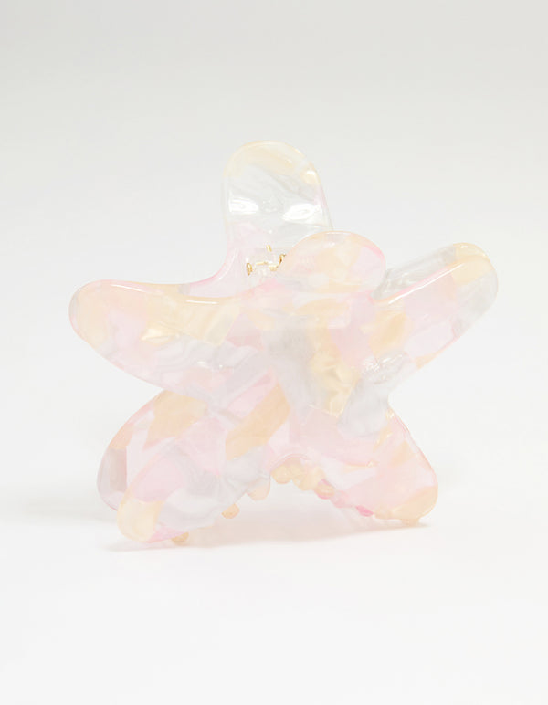 Iridescent Acrylic Medium Starfish Claw Clip
