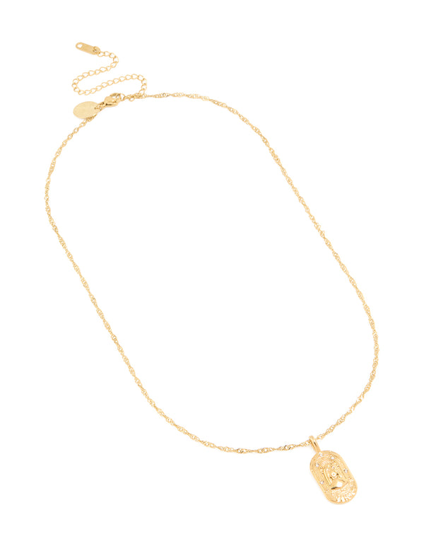 Waterproof Gold Plated Stainless Steel Virgo Tab Necklace