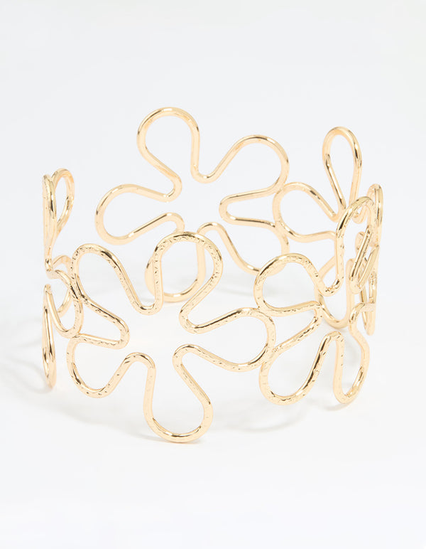 Gold Large Flower Arm Cuff