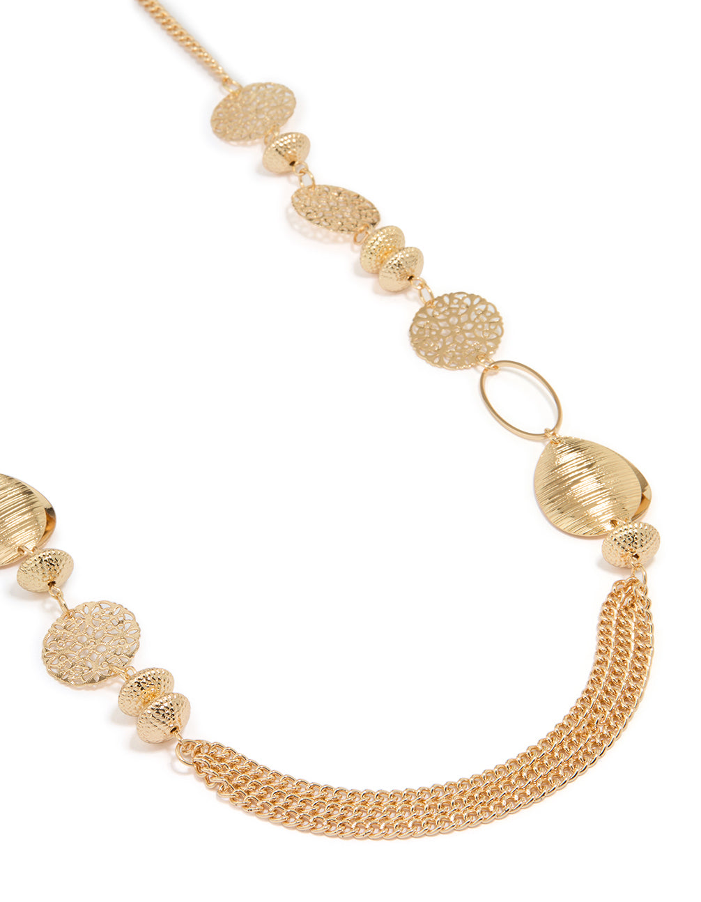 Antique Gold Laser Cut Patterned Necklace