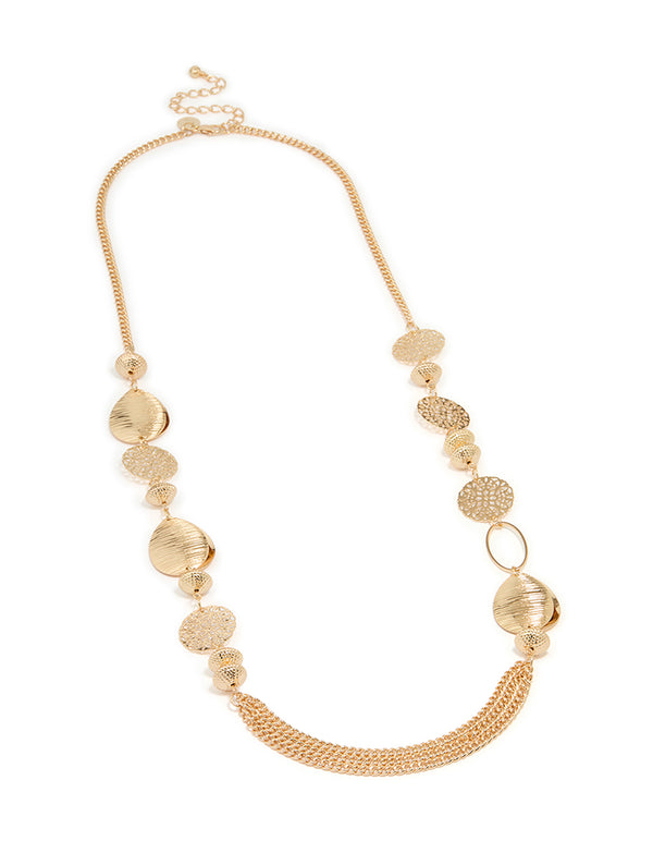 Antique Gold Laser Cut Patterned Necklace