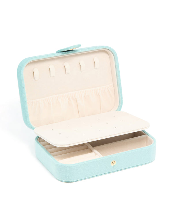 Light Blue Velvet Rectangle Jewellery Box