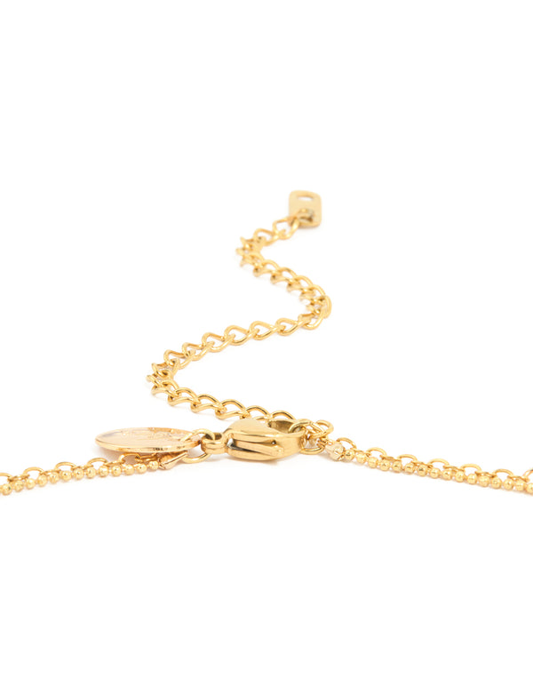 Waterproof Gold Plated Stainless Steel Cubic Zirconia & Seahorse Layered Necklace