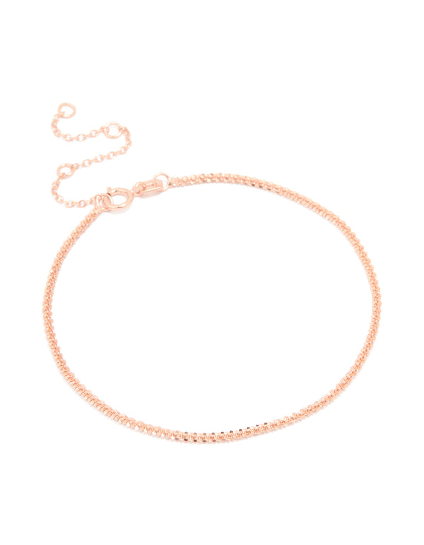 Rose Gold Plated Sterling Silver Fine Chain Bracelet