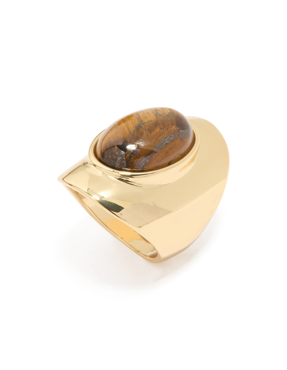Gold Plated Tiger's Eye Oval Ring
