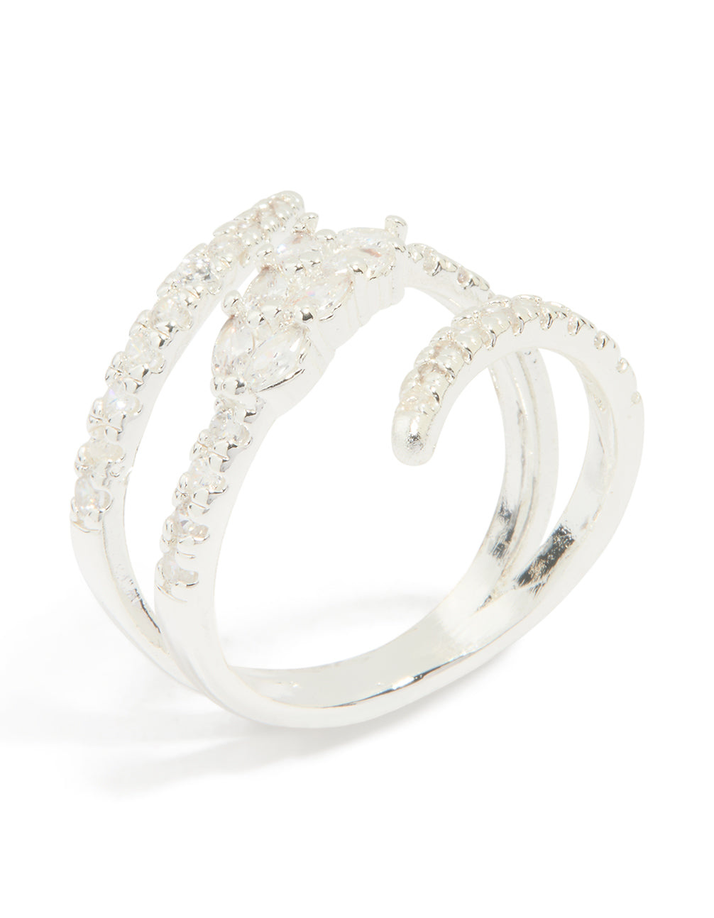 Silver Plated Cubic Zirconia Wrap Around Ring
